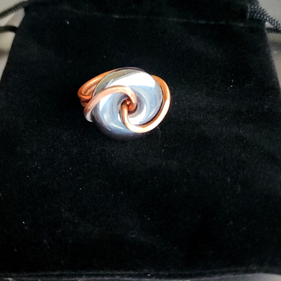 UNIQUE HEALING CRYSTAL!!! Natural Polished Tumbled Hematite Ring! - Picture 1 of 5